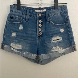 KanCan Women's Button-Fly Distressed Jean Shorts